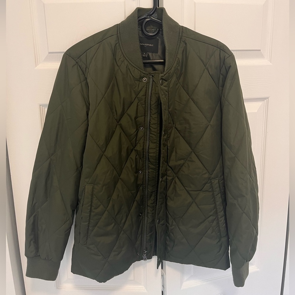 Banana Republic Olive Green Quilted Bomber Jacket